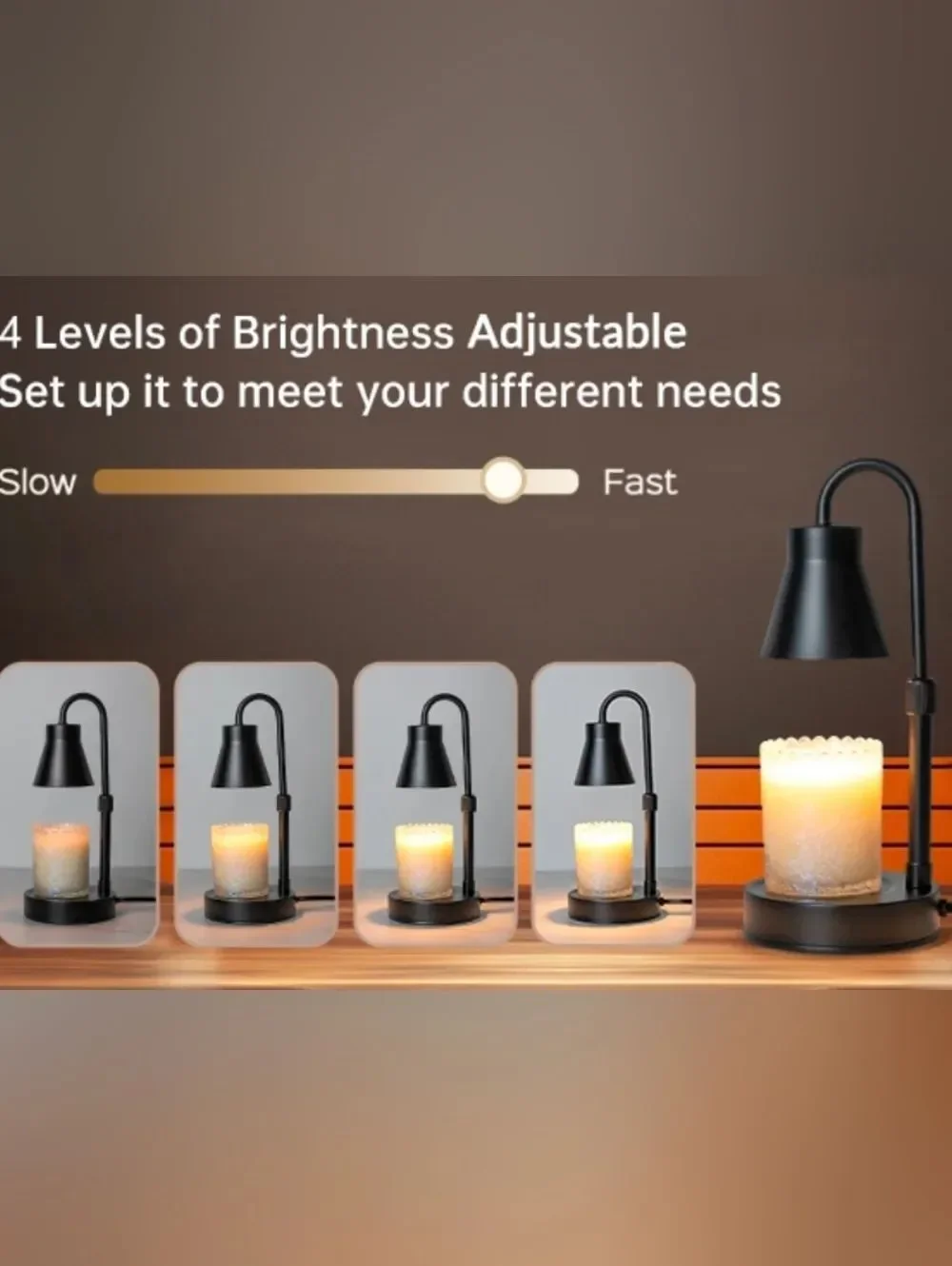 🔸️NIB Black Metal Adjustable Electric Candle Warming Lamp